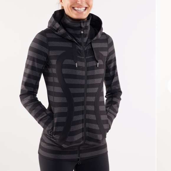 lululemon athletica Tops - Lululemon Stride Jacket Black Micro Macro Stripe 6